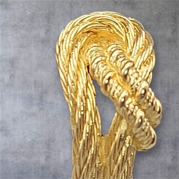 VINTAGE Christian Dior Cordage Knots Clip On Earrings Textured Gold Plated - Picture 11 of 12